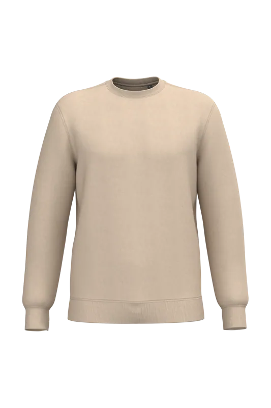 Gerecyclede uniseks sweater met ronde hals in Light Sand
