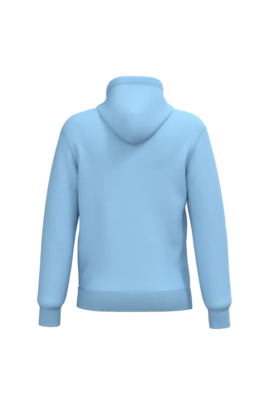Gerecyclede uniseks sweater met capuchon in Sky Blue, achterkant