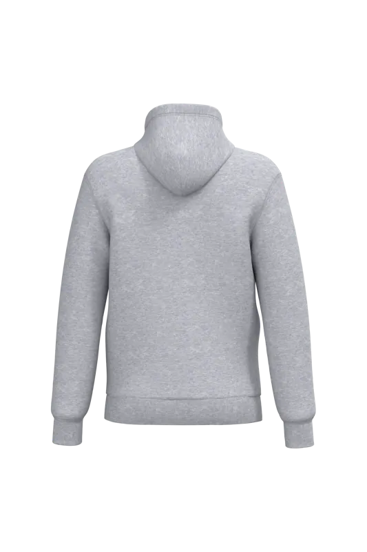 Gerecyclede uniseks sweater met rits en capuchon in Oxford Grey, achterkant