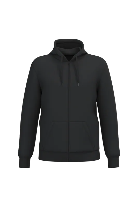 Gerecyclede uniseks sweater met rits en capuchon in Black