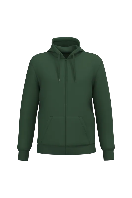 Gerecyclede uniseks sweater met rits en capuchon in Forest Green