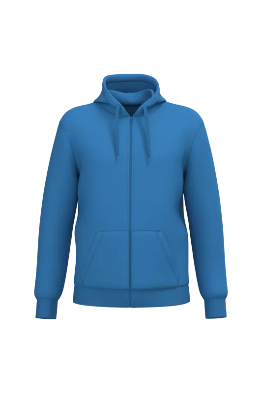 Gerecyclede uniseks sweater met rits en capuchon in Light Royal Blue