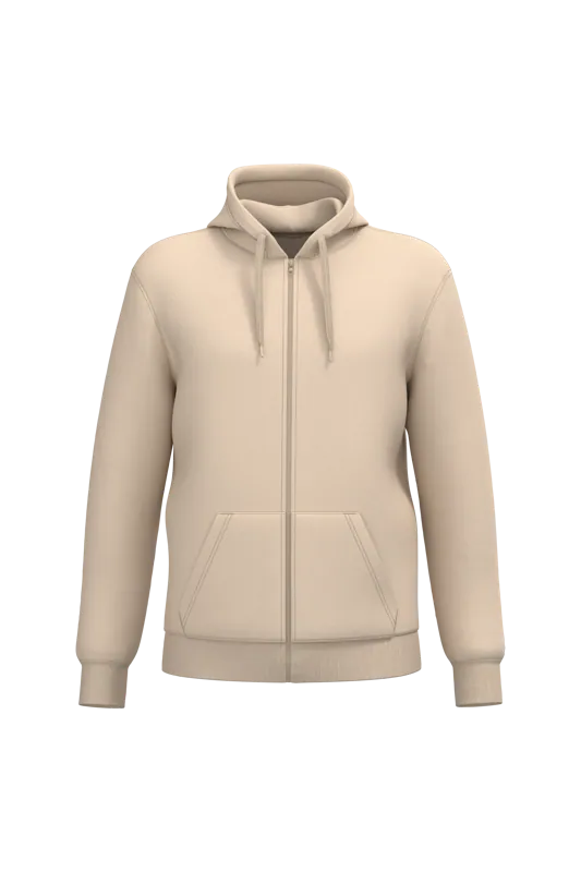 Gerecyclede uniseks sweater met rits en capuchon in Light Sand
