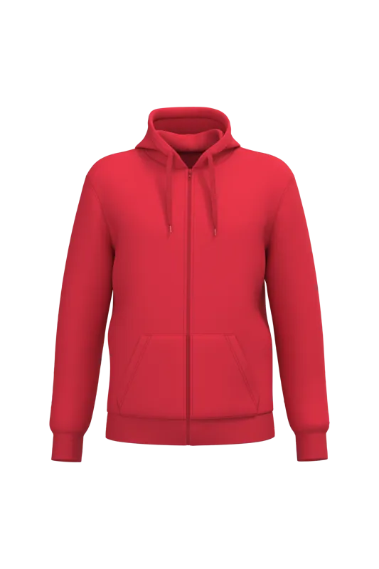 Gerecyclede uniseks sweater met rits en capuchon in Red