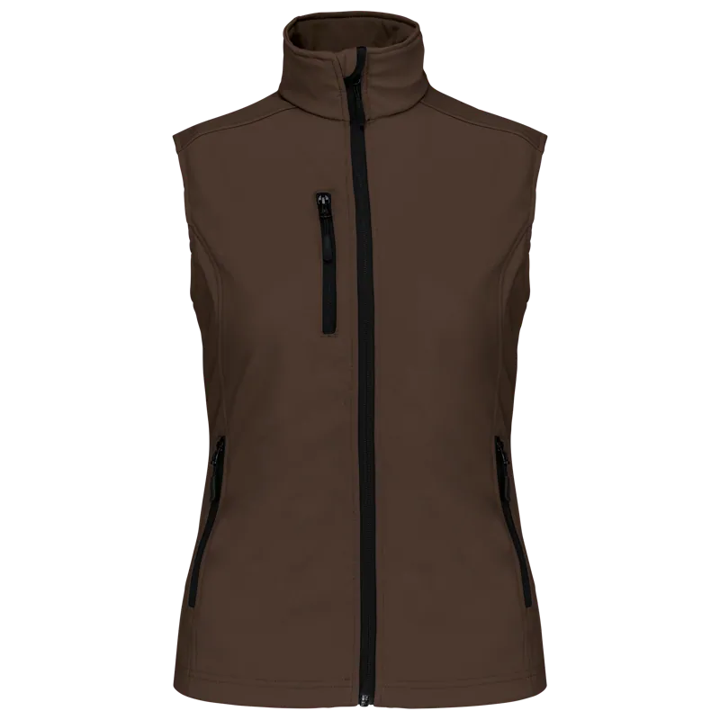 Dames softshell bodywarmer in Chocolate