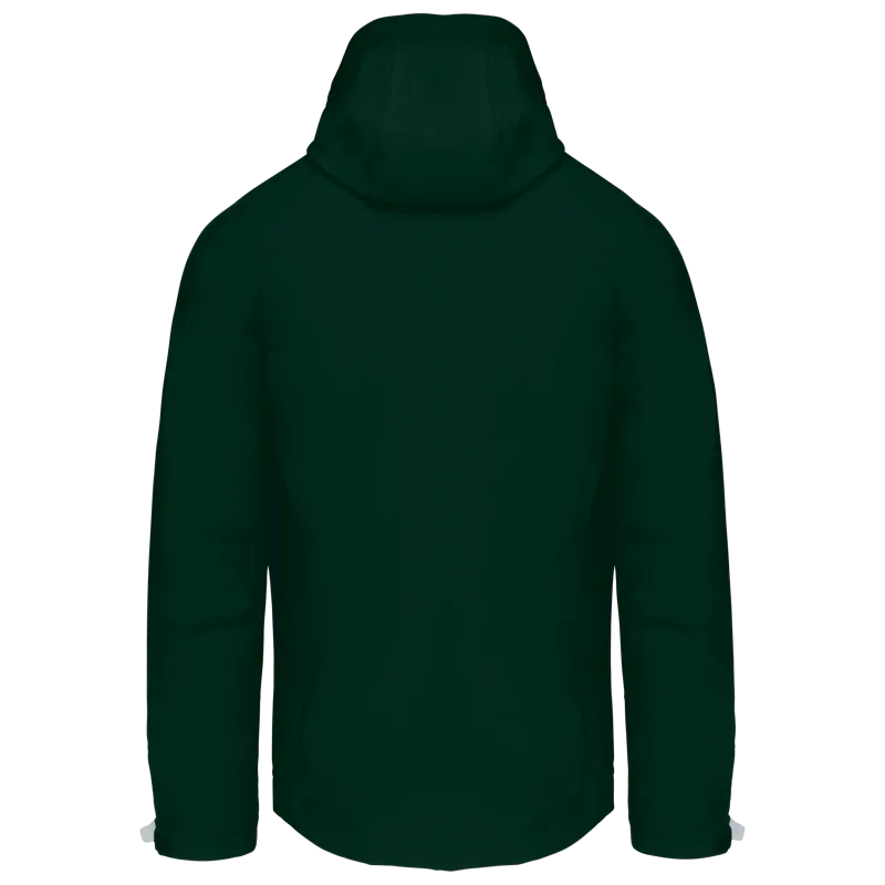 Heren softshell jas met afneembare capuchon in Bottle Green, achterkant