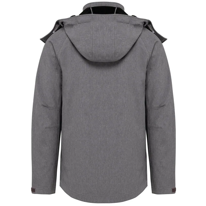 Heren softshell jas met afneembare capuchon in Marl Grey