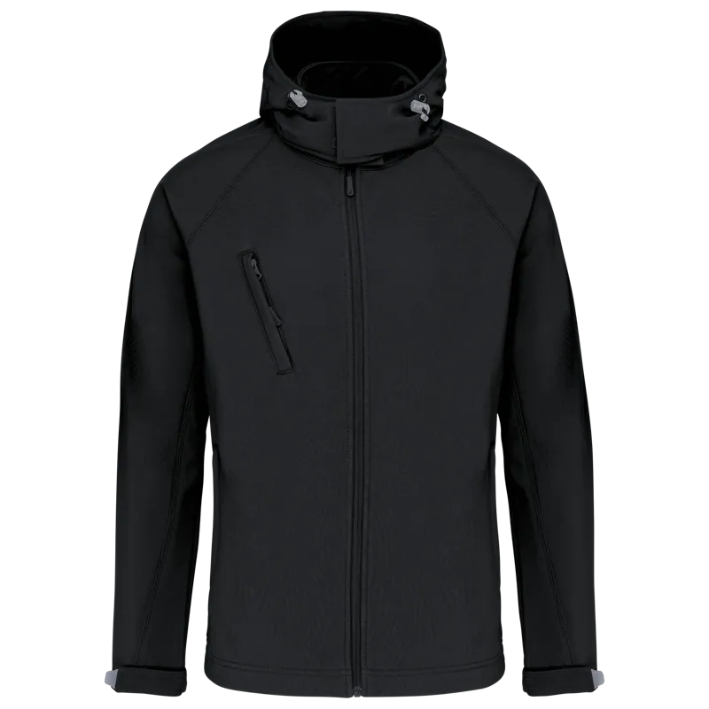 Heren softshell jas met afneembare capuchon in Black