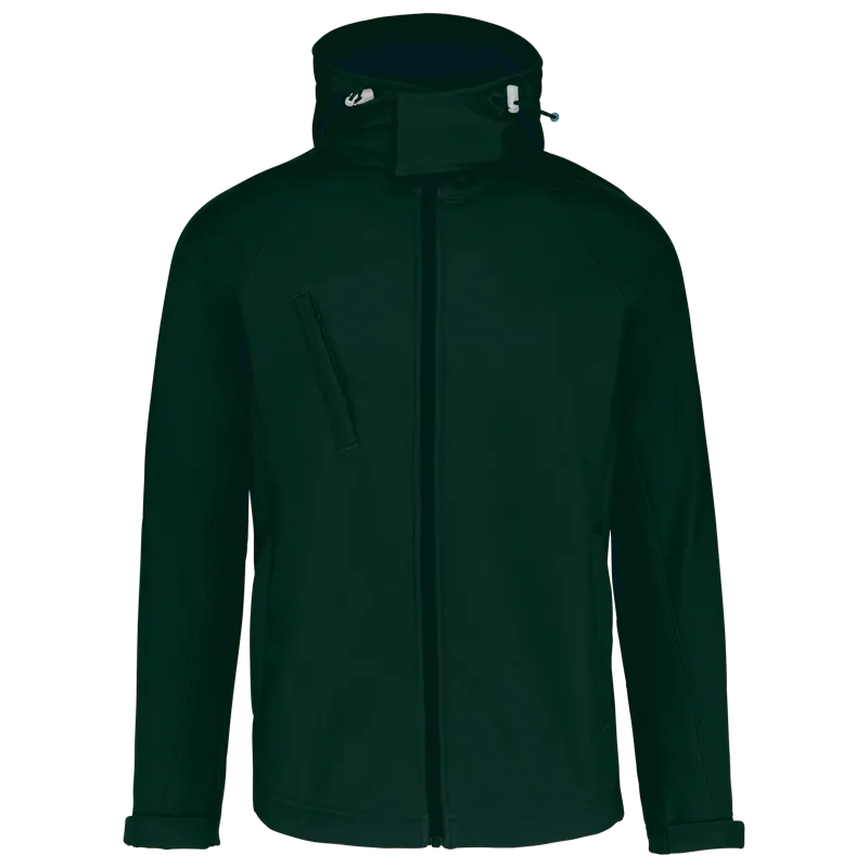 Heren softshell jas met afneembare capuchon in Bottle Green