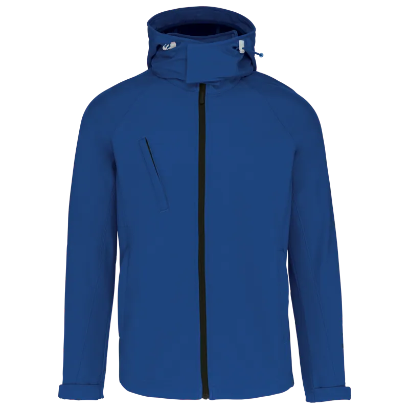 Heren softshell jas met afneembare capuchon in Dark Royal Blue