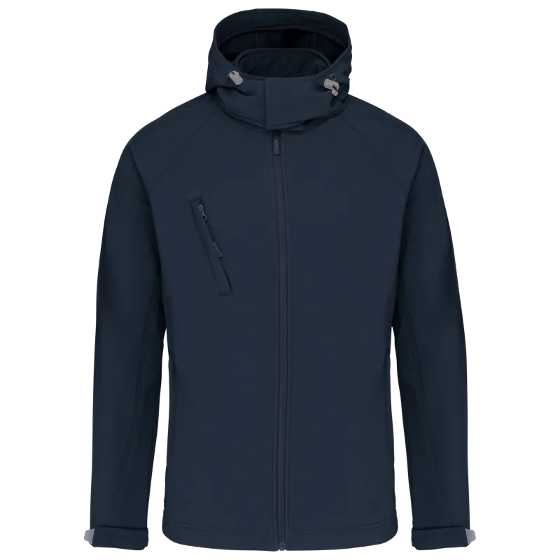 Heren softshell jas met afneembare capuchon in Navy