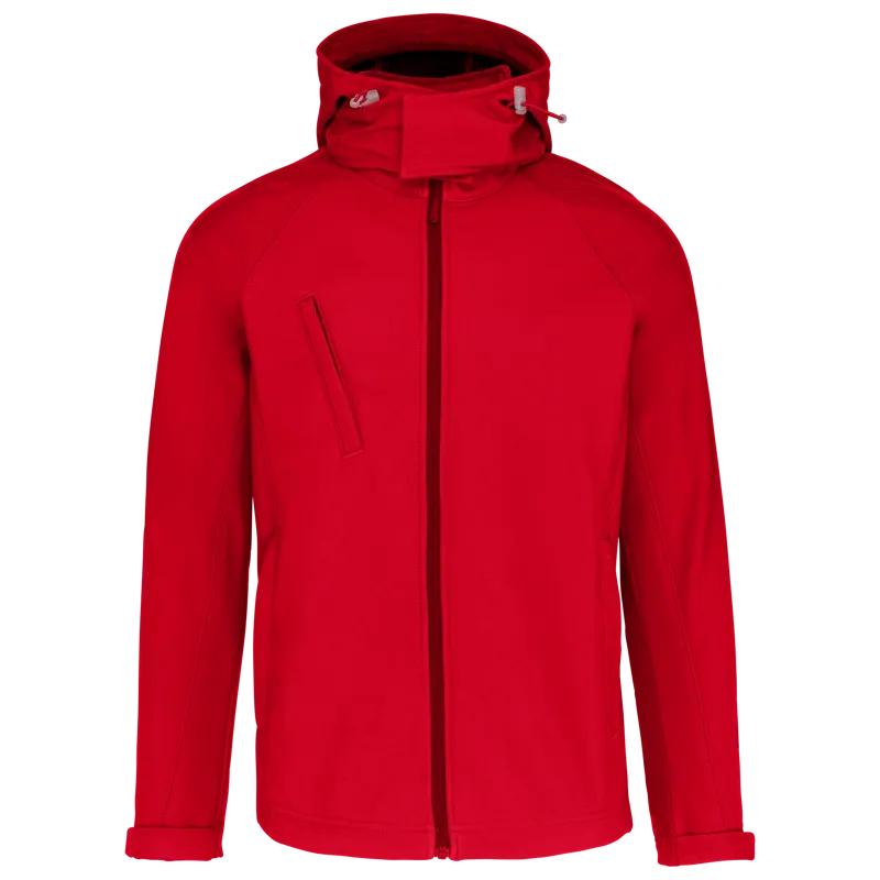 Heren softshell jas met afneembare capuchon in Red