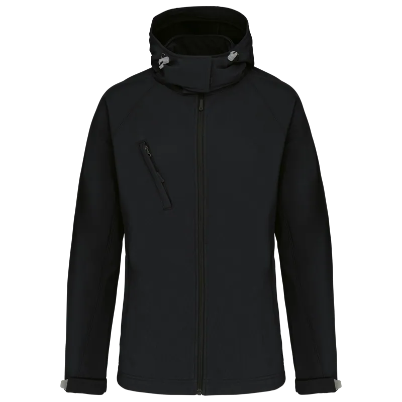 Dames softshell jas met afneembare capuchon in Black