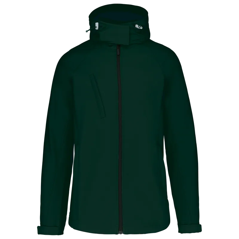 Dames softshell jas met afneembare capuchon in Bottle Green