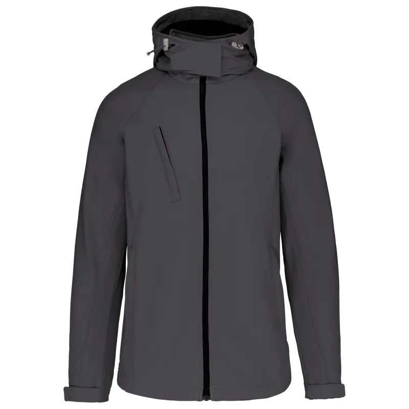 Dames softshell jas met afneembare capuchon in Titanium