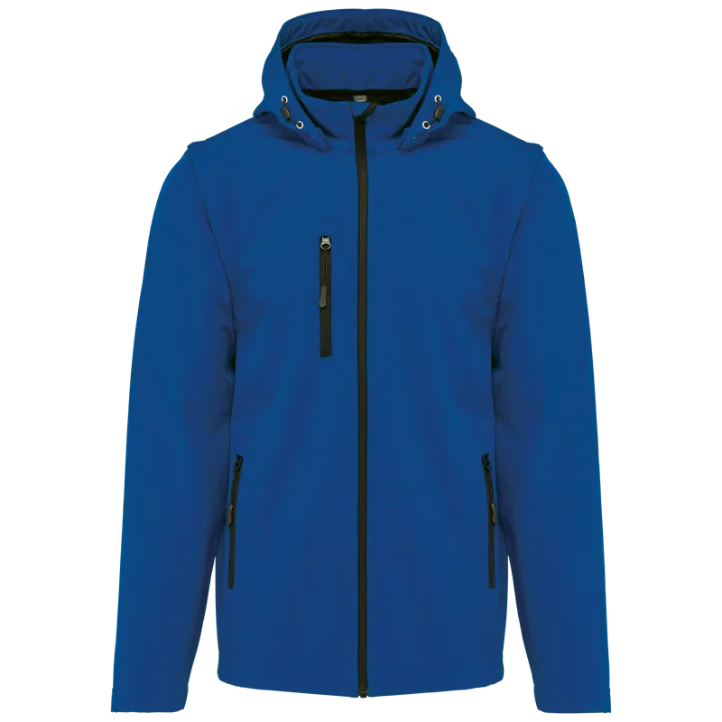 3-laags uniseks softshelljas met afneembare capuchon en mouwen in Dark Royal Blue