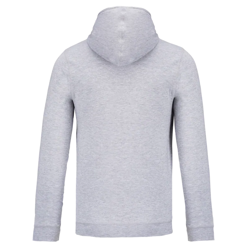 Licht katoenen sweatvest met capuchon in Oxford Grey, achterkant