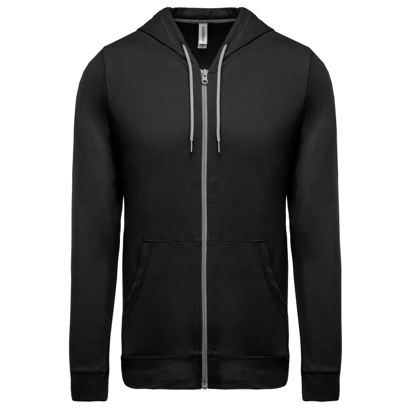 Licht katoenen sweatvest met capuchon in Black
