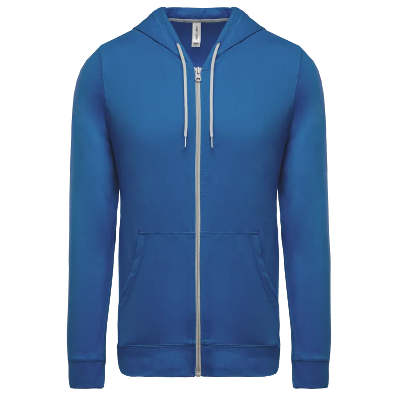 Licht katoenen sweatvest met capuchon in Light Royal Blue
