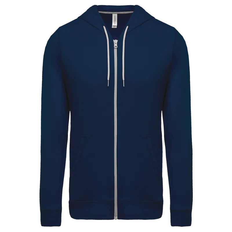 Licht katoenen sweatvest met capuchon in Navy