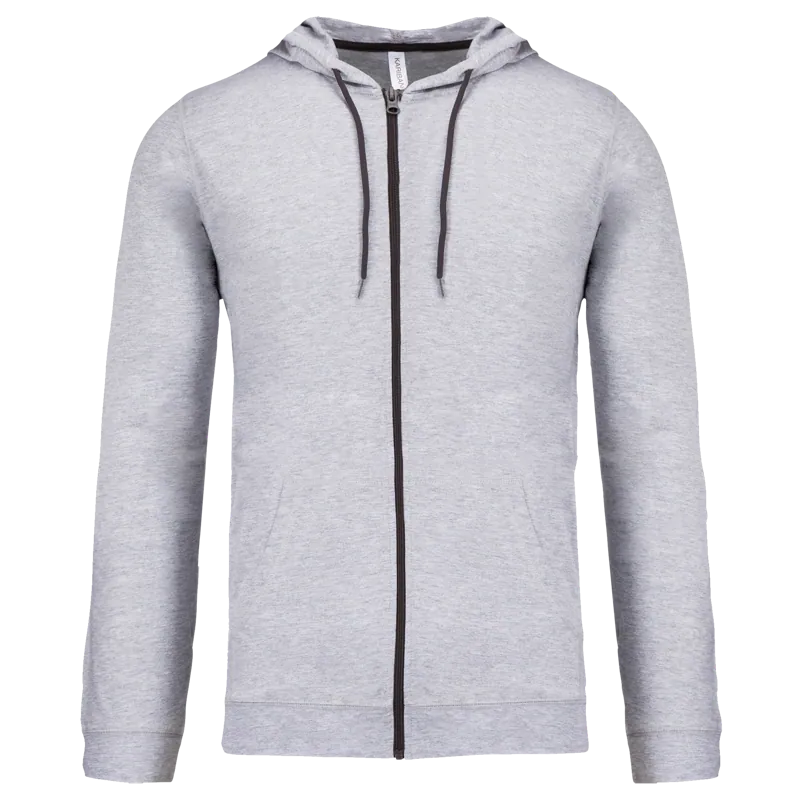 Licht katoenen sweatvest met capuchon in Oxford Grey