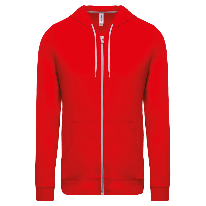Licht katoenen sweatvest met capuchon in Red