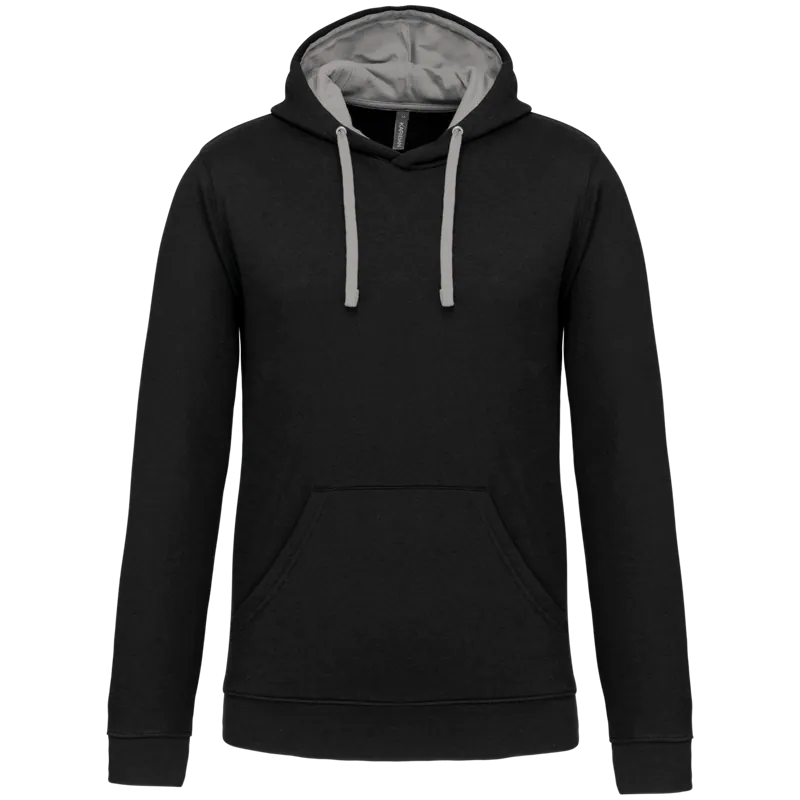 Sweater met contrasterende capuchon in Black / Fine Grey