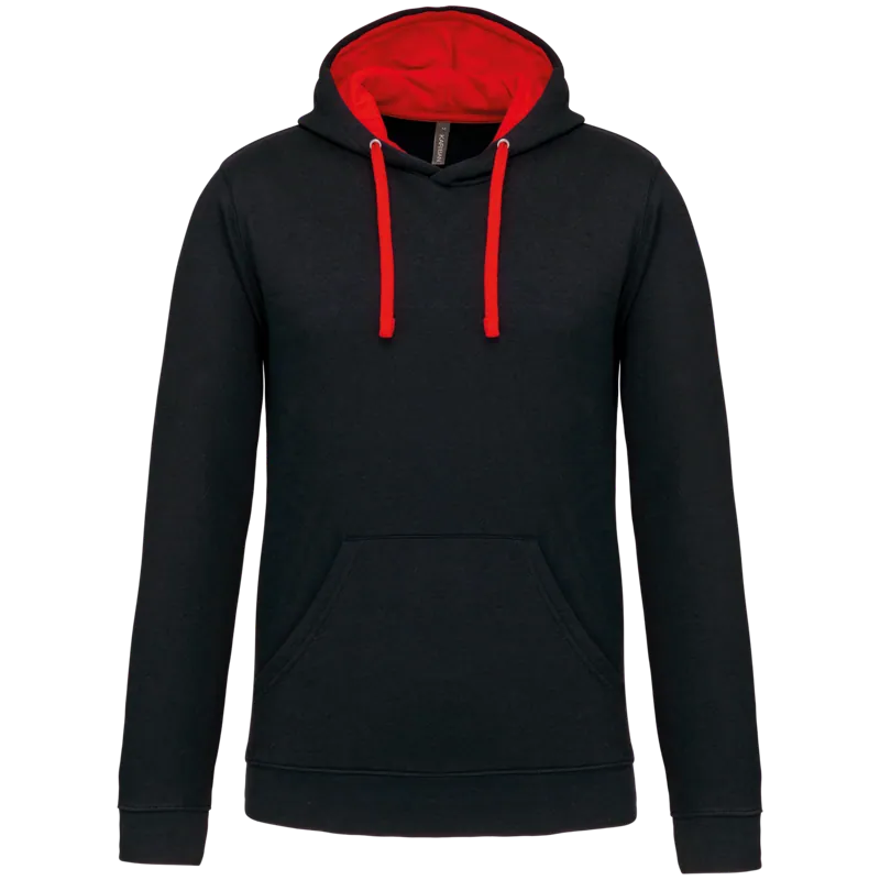 Sweater met contrasterende capuchon in Black / Red
