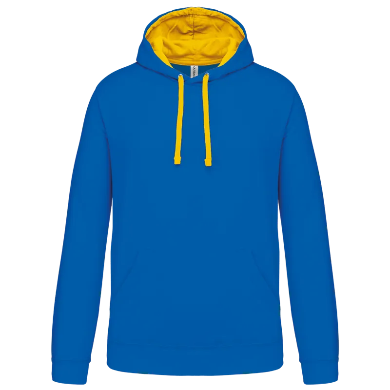 Sweater met contrasterende capuchon in Light Royal Blue / Yellow