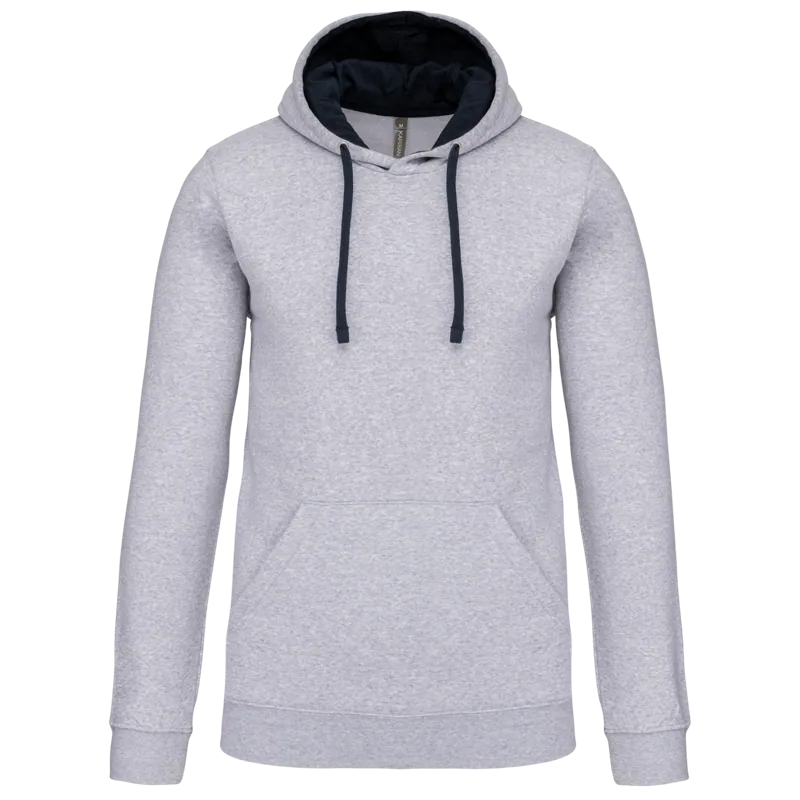 Sweater met contrasterende capuchon in Oxford Grey / Navy