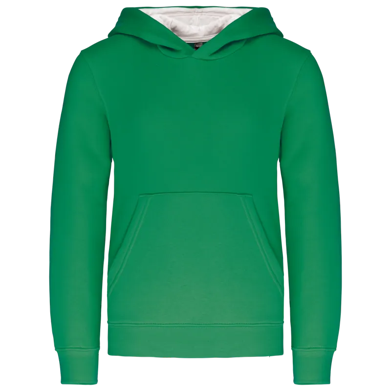 Kinder Sweater met gecontrasteerde capuchon in Light Kelly Green / White