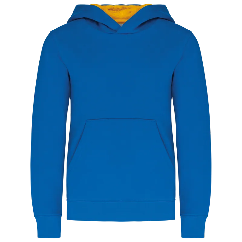 Kinder Sweater met gecontrasteerde capuchon in Light Royal Blue / Yellow