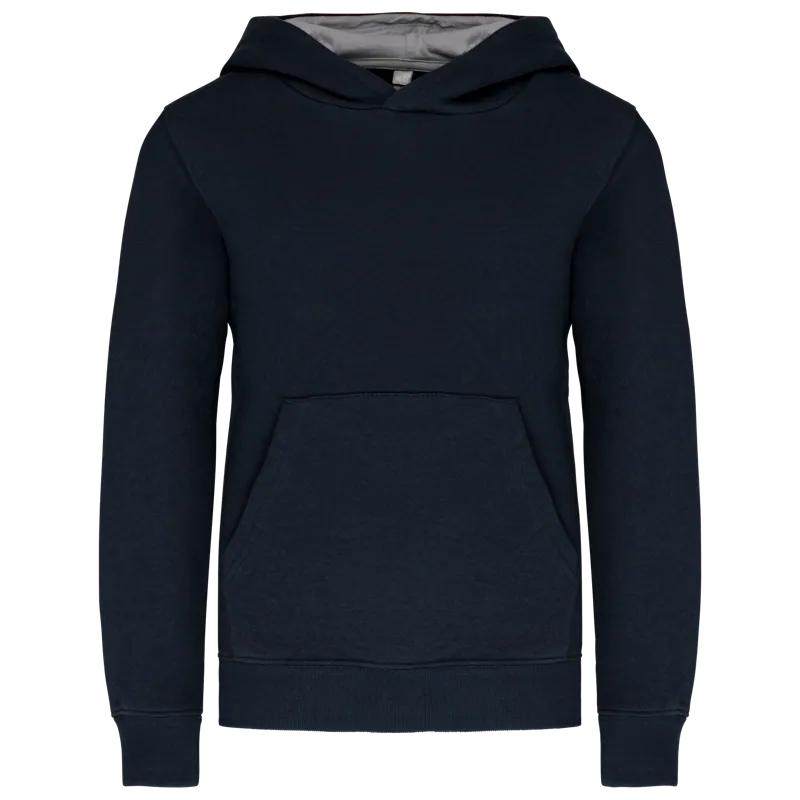 Kinder Sweater met gecontrasteerde capuchon in Navy / Fine Grey