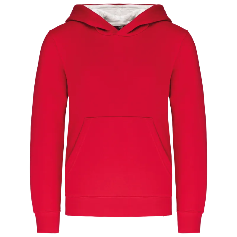 Kinder Sweater met gecontrasteerde capuchon in Red / White