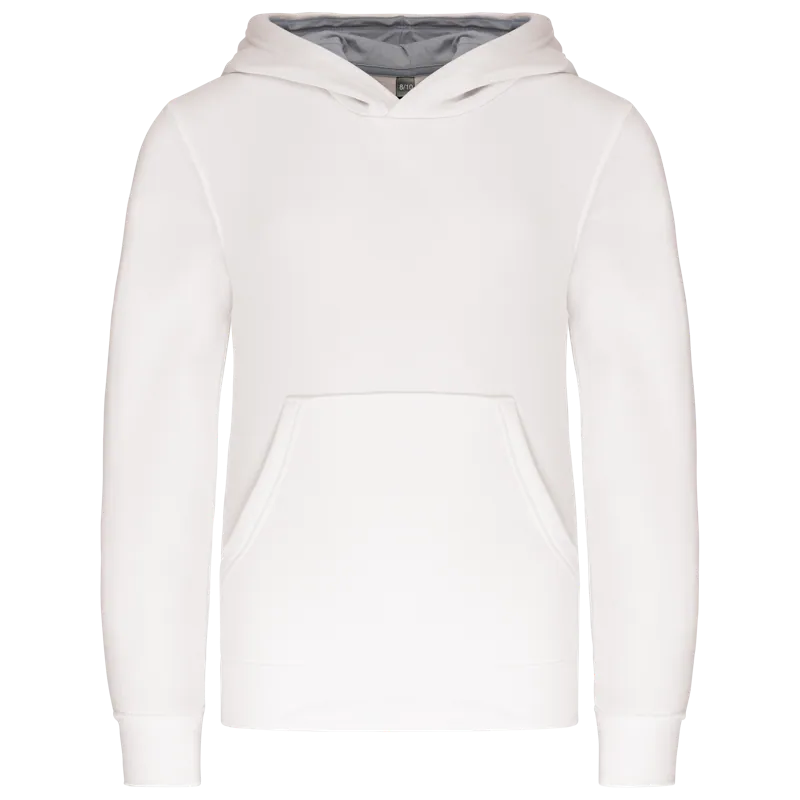 Kinder Sweater met gecontrasteerde capuchon in White / Fine Grey