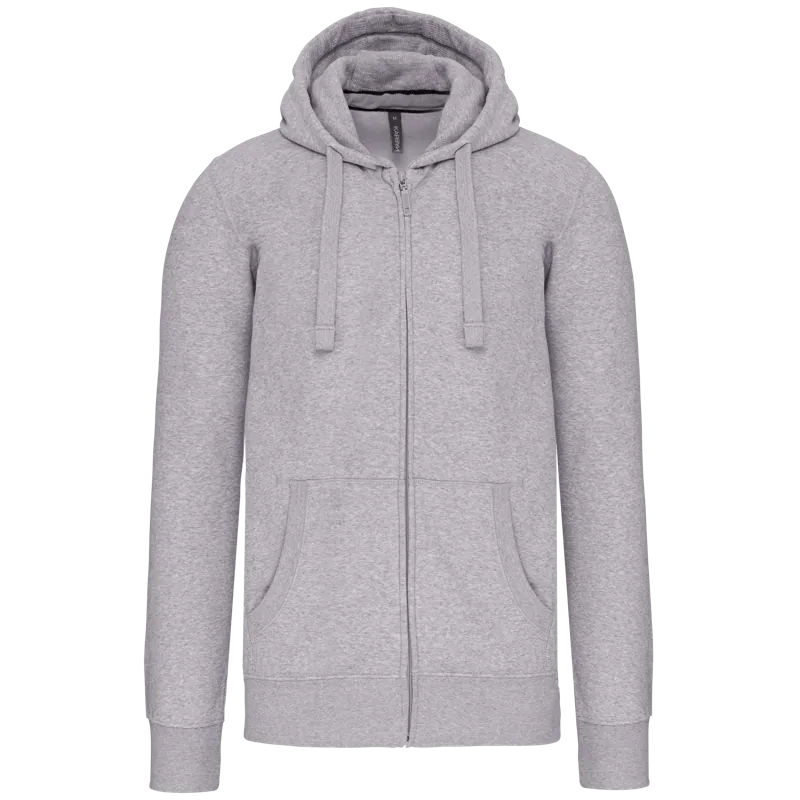 Hooded Sweater Met Rits in Oxford Grey