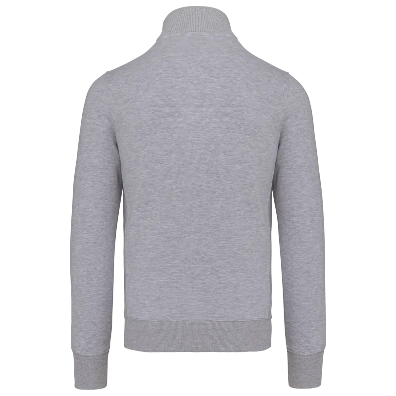 Herensweater met rits in Oxford Grey, achterkant