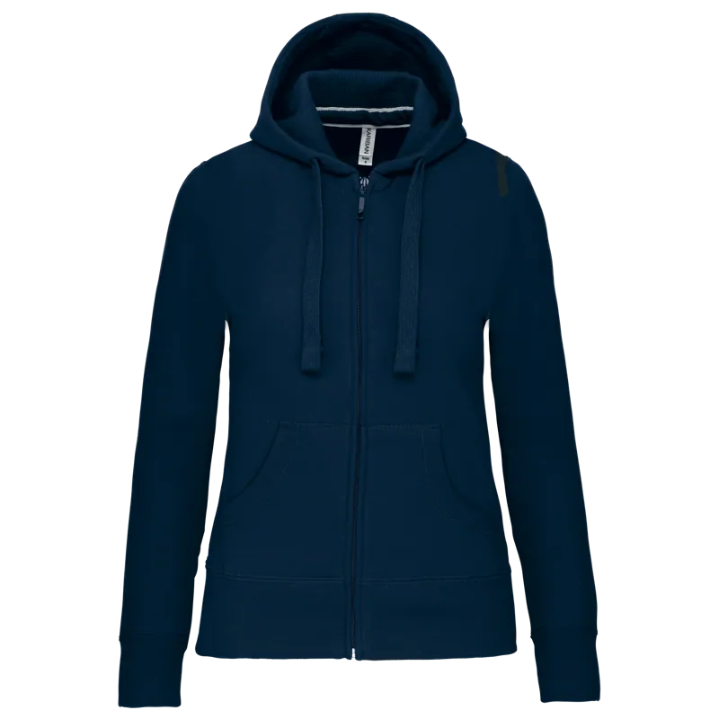 Damessweater met rits en capuchon in Navy