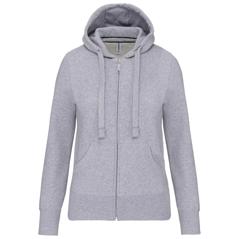 Damessweater met rits en capuchon in Oxford Grey