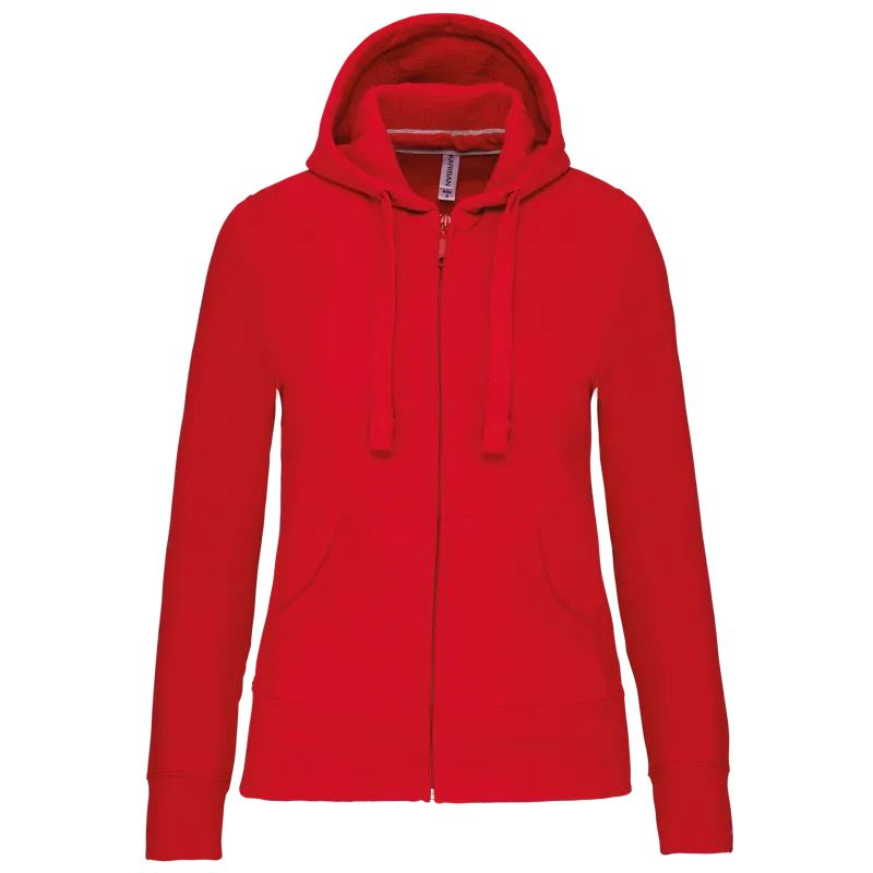 Damessweater met rits en capuchon in Red