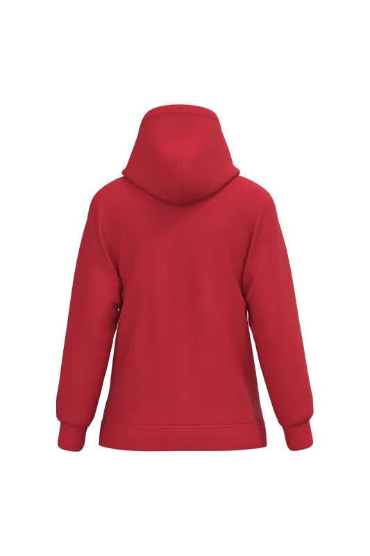 Eco damessweater met capuchon in Red, achterkant