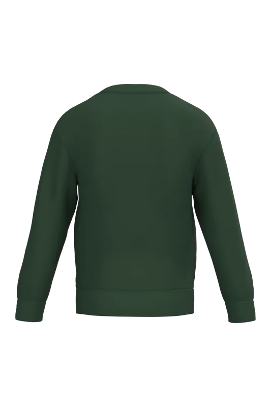 Kindersweater ronde hals in Forest Green, achterkant