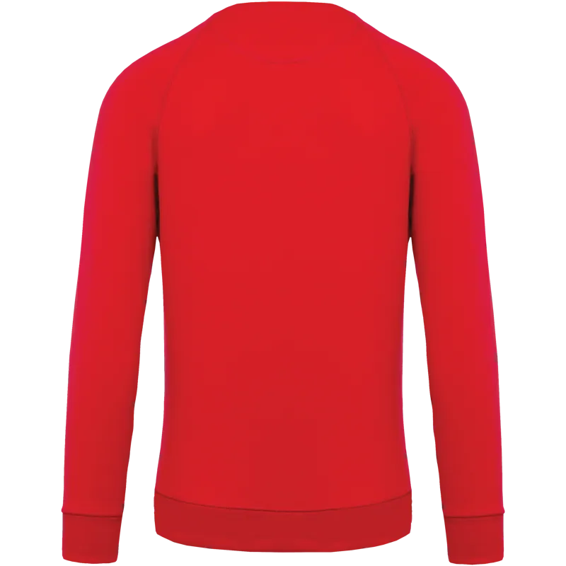 Herensweater BIO ronde hals raglanmouwen in Red, achterkant