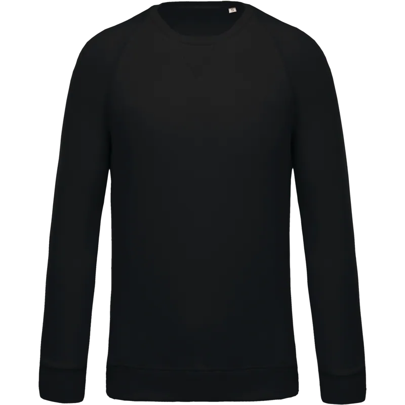 Herensweater BIO ronde hals raglanmouwen in Black