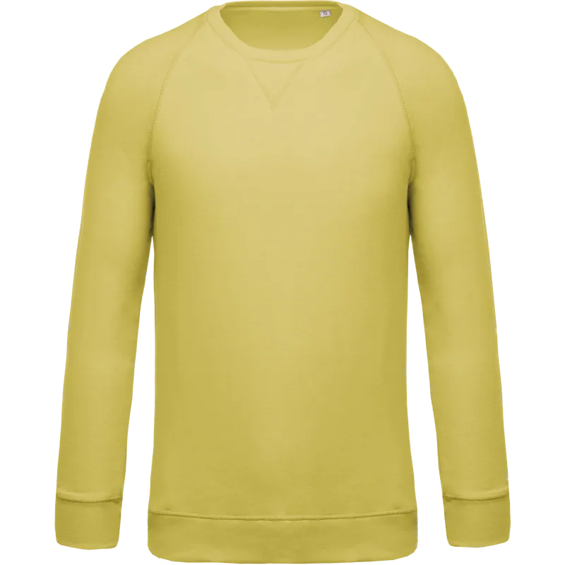 Herensweater BIO ronde hals raglanmouwen in Lemon Yellow