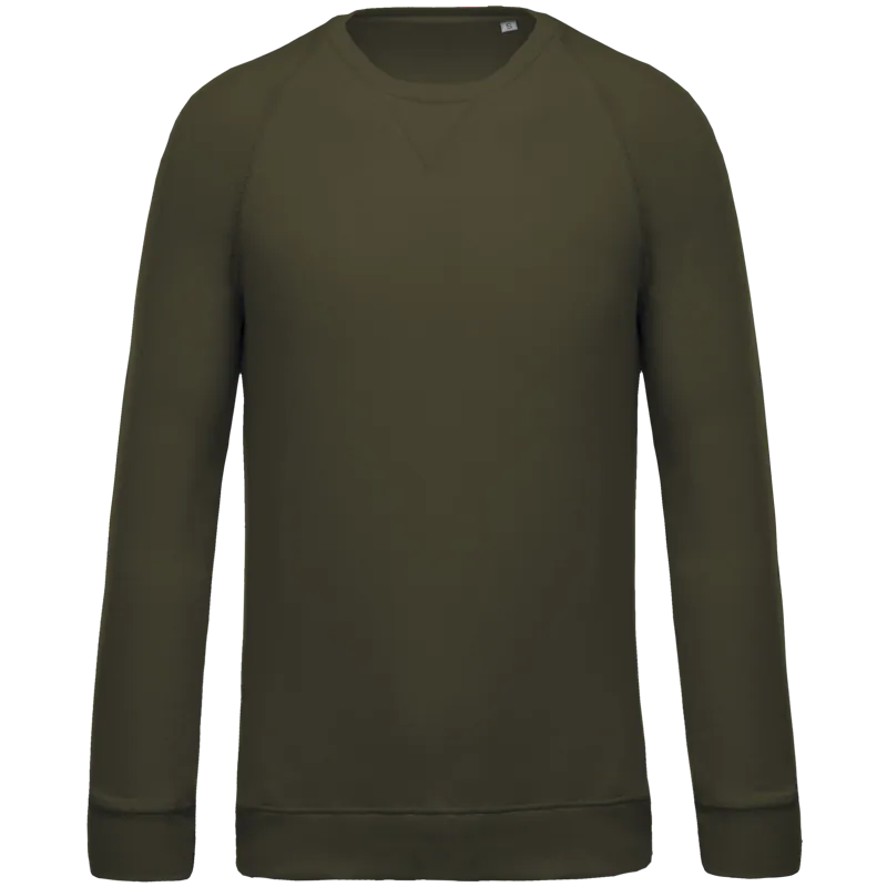 Herensweater BIO ronde hals raglanmouwen in Mossy Green