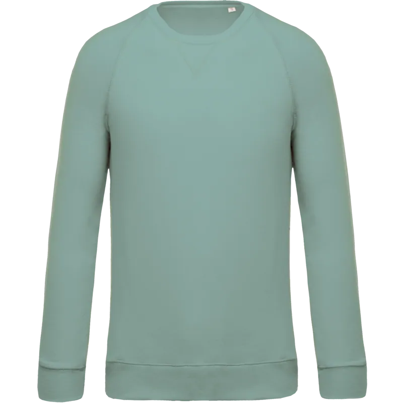 Herensweater BIO ronde hals raglanmouwen in Sage