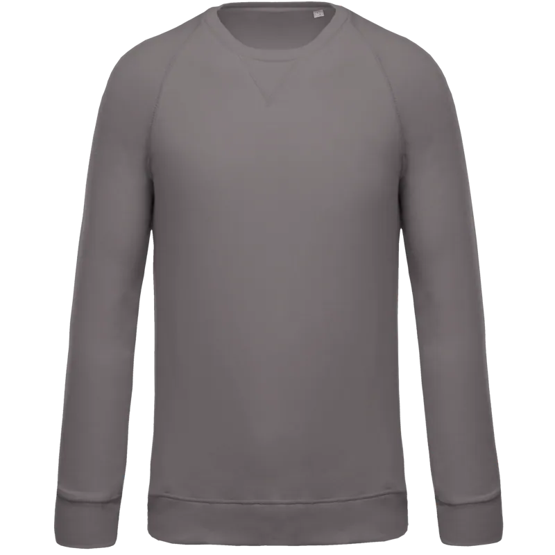 Herensweater BIO ronde hals raglanmouwen in Storm Grey