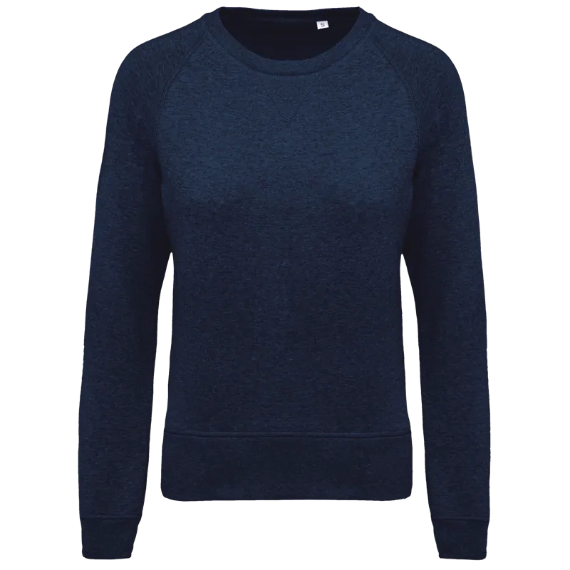 Damessweater BIO ronde hals raglanmouwen in French Navy Heather
