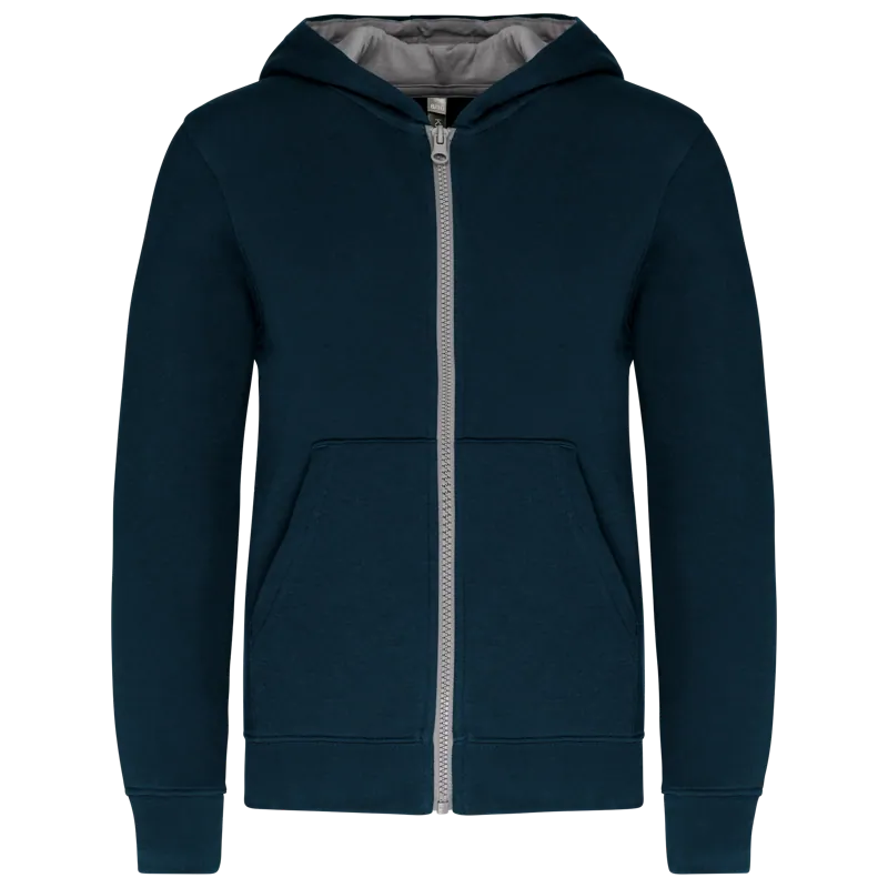 Kindersweatvest met capuchon in Navy / Fine Grey